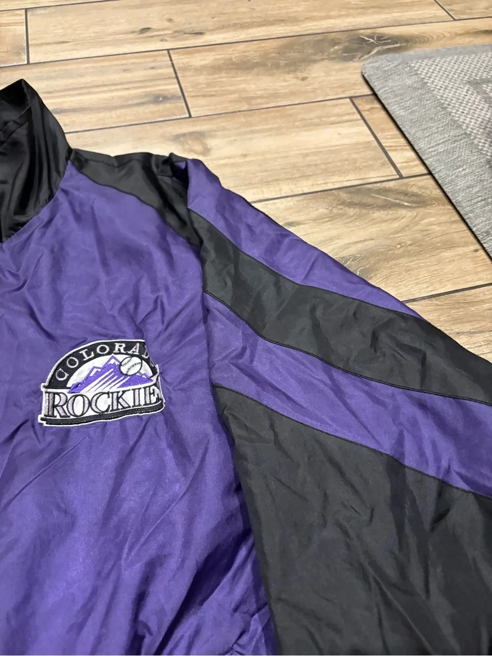 Vintage 90s Pro Player MLB Colorado Rockies Windbreaker Jacket Mens XL Purple